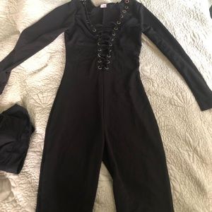 Lace up black jumpsuit
